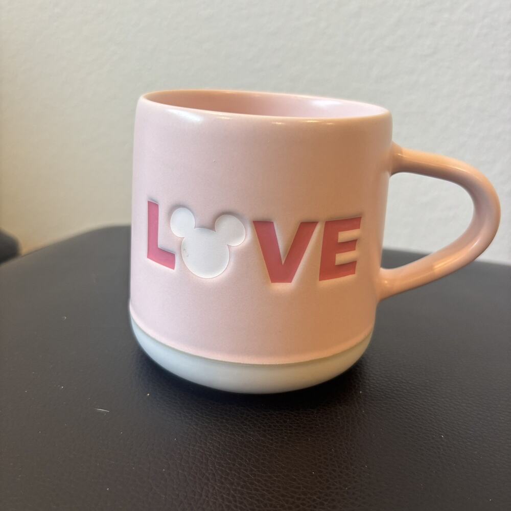 Disney Mickey Mouse Icon “Love” Coffee Mug Pink Valentines Day 15 oz